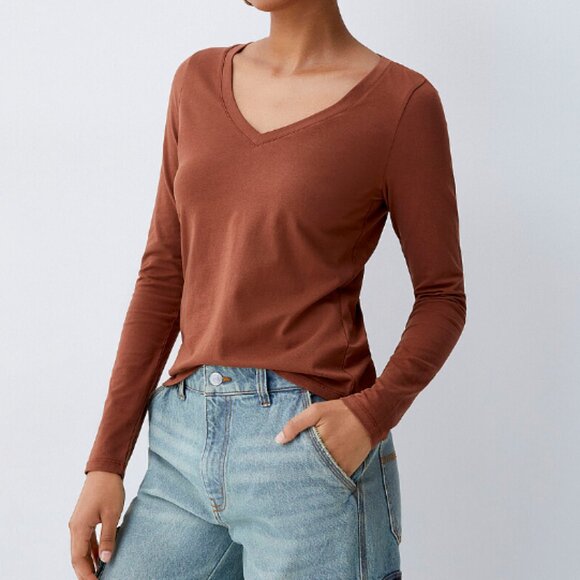 AMERICAN EAGLE Soft & Sexy Plush Long Sleeve Sweater Top - Brown, Size XS - Picture 11 of 16